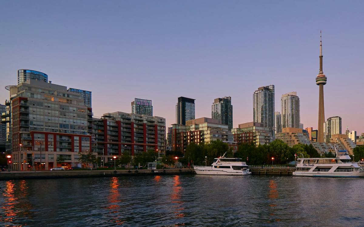 View of Toronto city from pier.